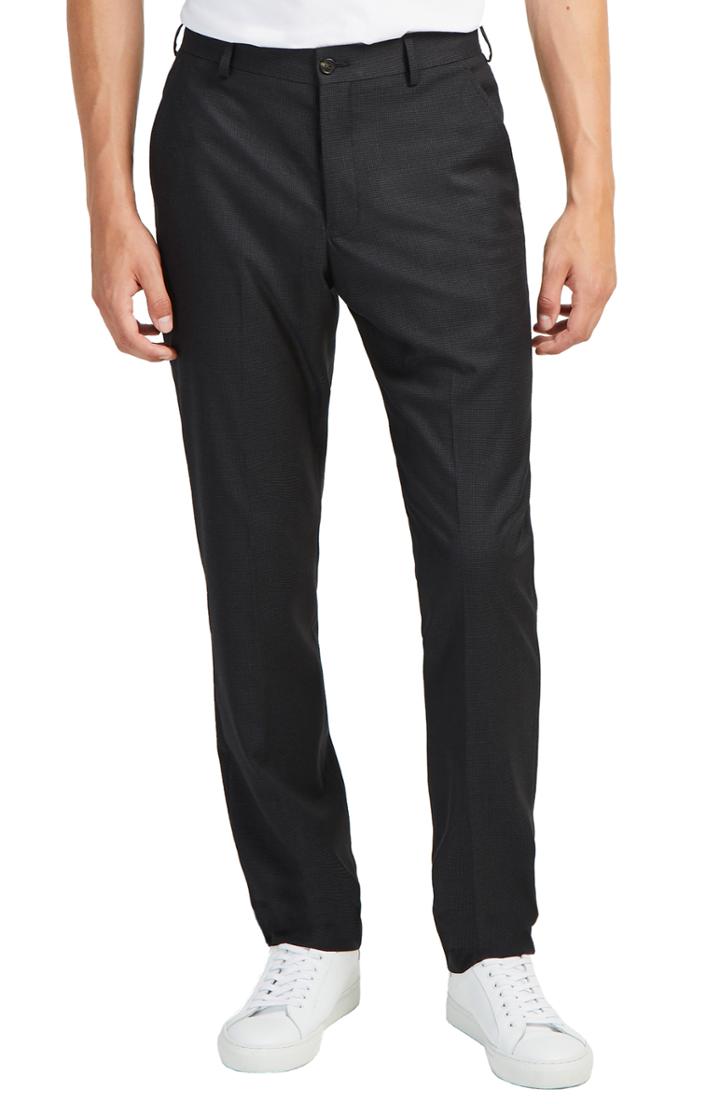 Men's French Connection Micro Houndstooth Stretch Slim Fit Pants - Grey