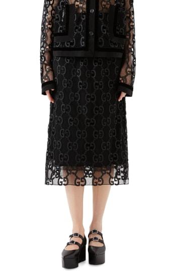 Women's Gucci Macrame Logo Skirt Us / 42 It - Black