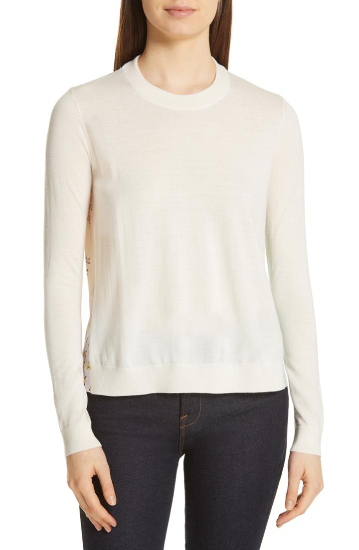 Women's Tory Burch Silk Back Merino Wool Sweater