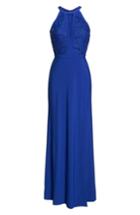 Women's Morgan & Co. Lace & Jersey Gown /12 - Blue