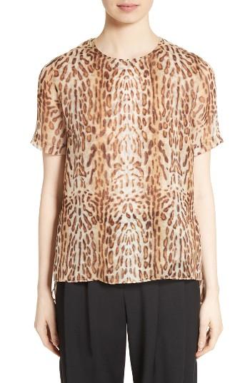 Women's Adam Lippes Ocelot Print Silk Tee