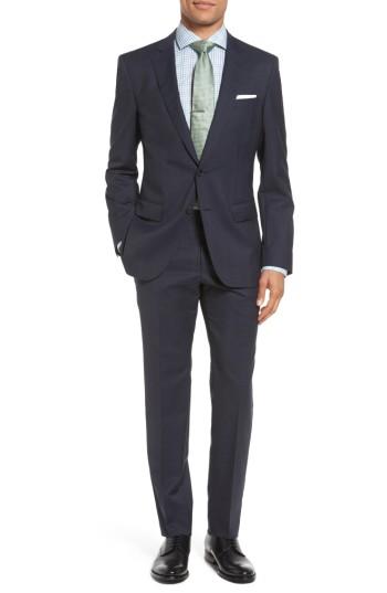 Men's Boss Huge/genius 9 Trim Fit Plaid Wool Suit