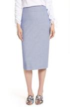 Petite Women's Halogen High Waist Chambray Skirt P - Blue