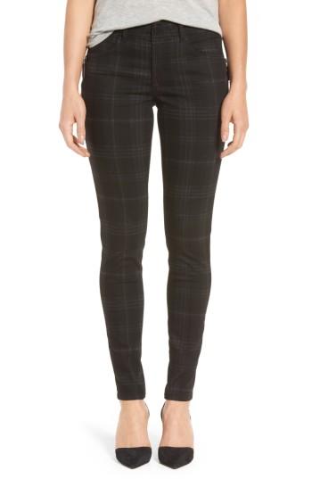 Petite Women's Wit & Wisdom Ab-solution Side Zip Plaid Skinny Pants P - Black