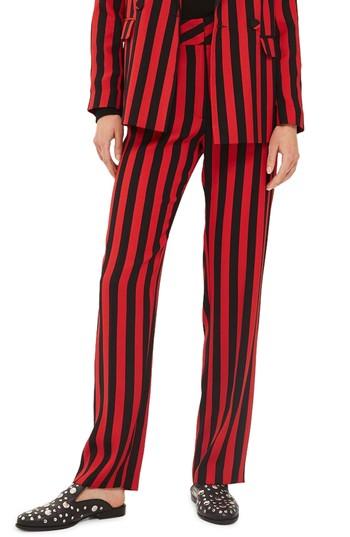 Women's Topshop Humbug Stripe Trousers Us (fits Like 14) - Red