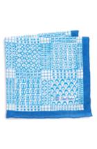 Men's David Donahue Neat Linen Pocket Square, Size - Blue