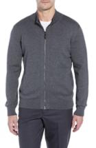 Men's Corneliani Cotton Blend Zip Cardigan Us / 48 Eu - Grey
