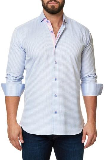 Men's Maceoo Trim Fit Dot Print Sport Shirt (xl) - Blue