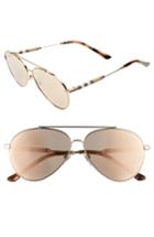 Women's Burberry 57mm Mirrored Aviator Sunglasses - Gold/ Brown
