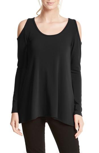 Women's Karen Kane High/low Cold Shoulder Sweater - Black