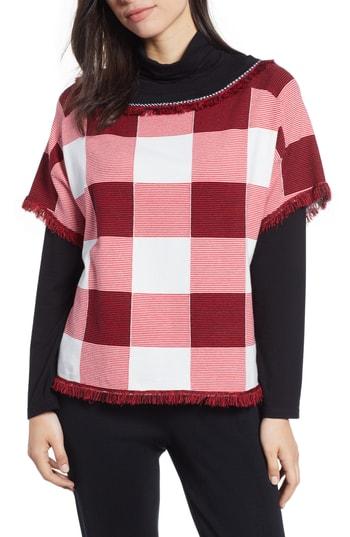 Women's Ming Wang Layered Turtleneck Knit Top - Red