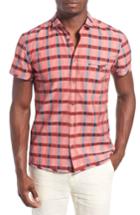 Men's Boss Orange 'esushie' Trim Fit Short Sleeve Dobby Plaid Woven Shirt