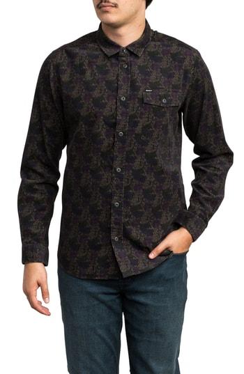 Men's Rvca Le Fleur Woven Shirt - Blue