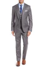 Men's Boss 'johnstons/lenon/we' Trim Fit Three-piece Solid Wool Suit