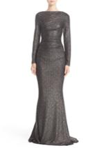 Women's Talbot Runhof Sequin Glitter Jersey Ruched Gown - Black