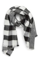 Women's Trouve Double Sided Blanket Wrap, Size - Black