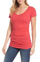 Women's Caslon Shirred V-neck Tee - Red