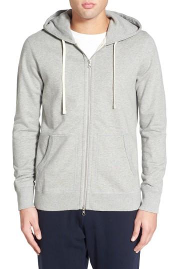 Men's Reigning Champ Trim Fit Full Zip Hoodie, Size - Grey