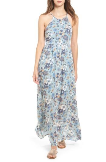 Women's Moon River Floral Print Maxi Dress - Blue