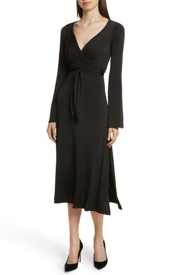 Women's Cinq A Sept Lourdes Jersey Wrap Midi Dress - Black