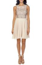Women's Lace & Beads Corals Sequin Back Cutout Dress - Ivory