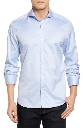 Men's Stone Rose Textured Sport Shirt (l) - Blue