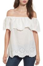 Women's Bp. Eyelet Ruffle Off The Shoulder Top, Size - White