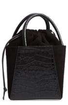 Trademark Dorthea Croc Textured Leather Box Bag - Black