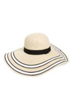 Women's Bp. Stripe Floppy Brim Straw Hat - Beige