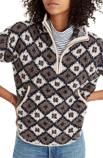 Women's Madewell Half-zip Popover Sweater - Grey