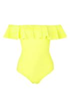 Women's Topshop Ruffle Off The Shoulder One-piece Swimsuit Us (fits Like 10-12) - Yellow