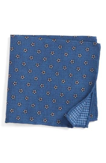 Men's Canali Floral Medallion Pocket Square, Size - Blue
