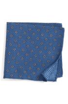 Men's Canali Floral Medallion Pocket Square, Size - Blue