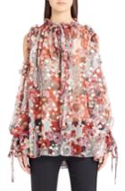 Women's Alexander Mcqueen Feather Print Cold Shoulder Blouse Us / 36 It - Ivory