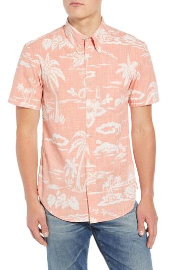 Men's Reyn Spooner My Private Isle Fit Sport Shirt, Size Small - Pink