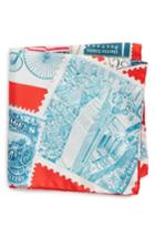 Men's Eton New York Stamp Silk Pocket Square, Size - Red