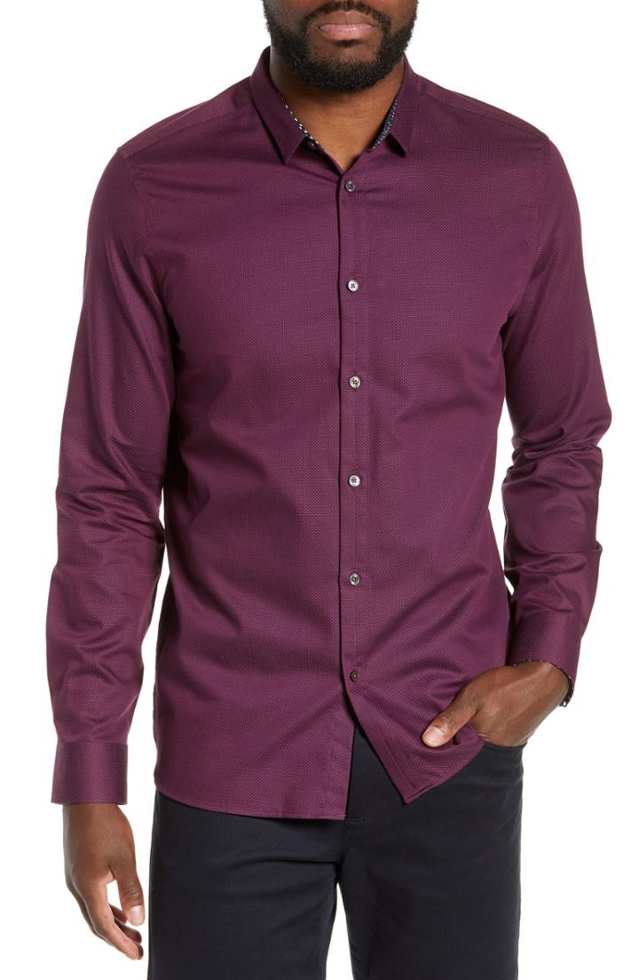 Men's Ted Baker London Surrey Q Slim Fit Sport Shirt (xl) - Purple