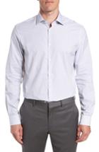 Men's John Varvatos Star Usa Micro Plaid Fit Dress Shirt, Size 16.5l - Blue