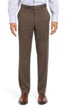 Men's David Donahue Ryan Fit Wool Trousers, Size 34r - Brown