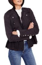 Women's Free People Ruffle Hem Military Jacket - Black