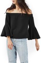 Women's Topshop Ella Off The Shoulder Top Us (fits Like 0) - Black