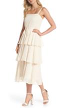 Women's Gal Meets Glam Collection Florence Chiffon Embroidered Tiered A-line Dress - Beige