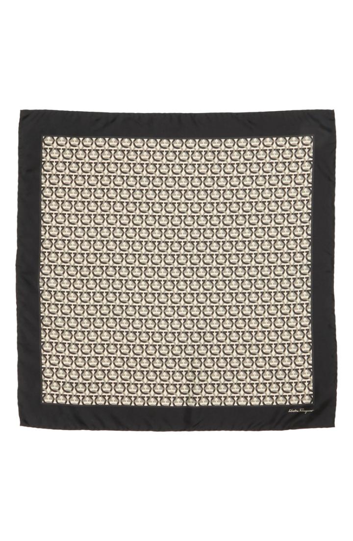 Women's Salvatore Ferragamo Gancio Silk Scarf, Size - Black