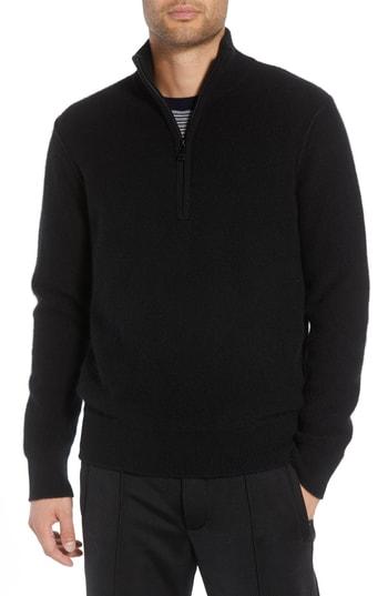 Men's Vince Regular Fit Half Zip Cashmere Sweater - Black