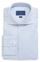 Men's David Donahue Diamond Pattern Trim Fit Dress Shirt - 32/33 - Blue