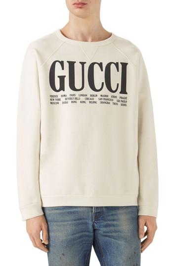 Men's Gucci Flagship City Graphic Sweatshirt - White