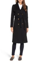 Women's Mackage Double Breasted Wool Blend Long Military Coat, Size - Black