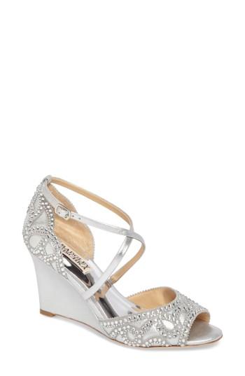Women's Badgley Mischka Winter Strappy Wedge Pump .5 M - Metallic