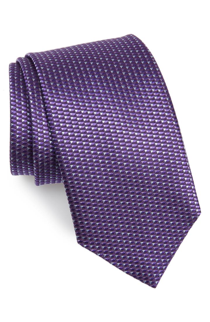 Men's David Donahue Geometric Print Silk Tie