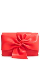 Street Level Bowtie Faux Leather Clutch - Red